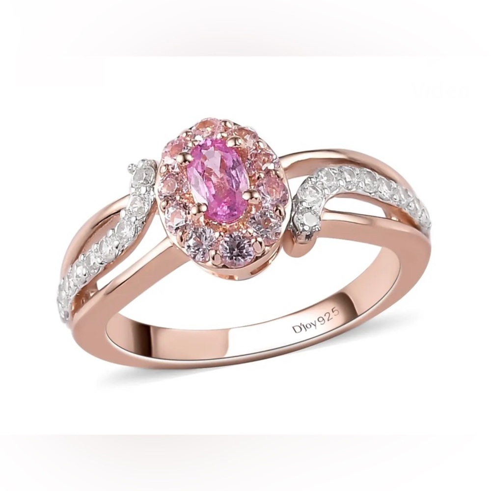 Madagascar Pink Sapphire & White Zircon, RG Vermeil over Sterling Silver…